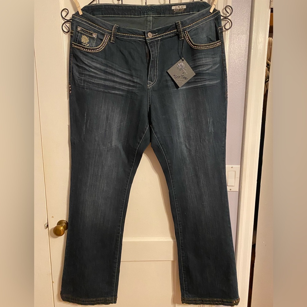 NWT 22W Bootcut Embellished, Distressed Jeans